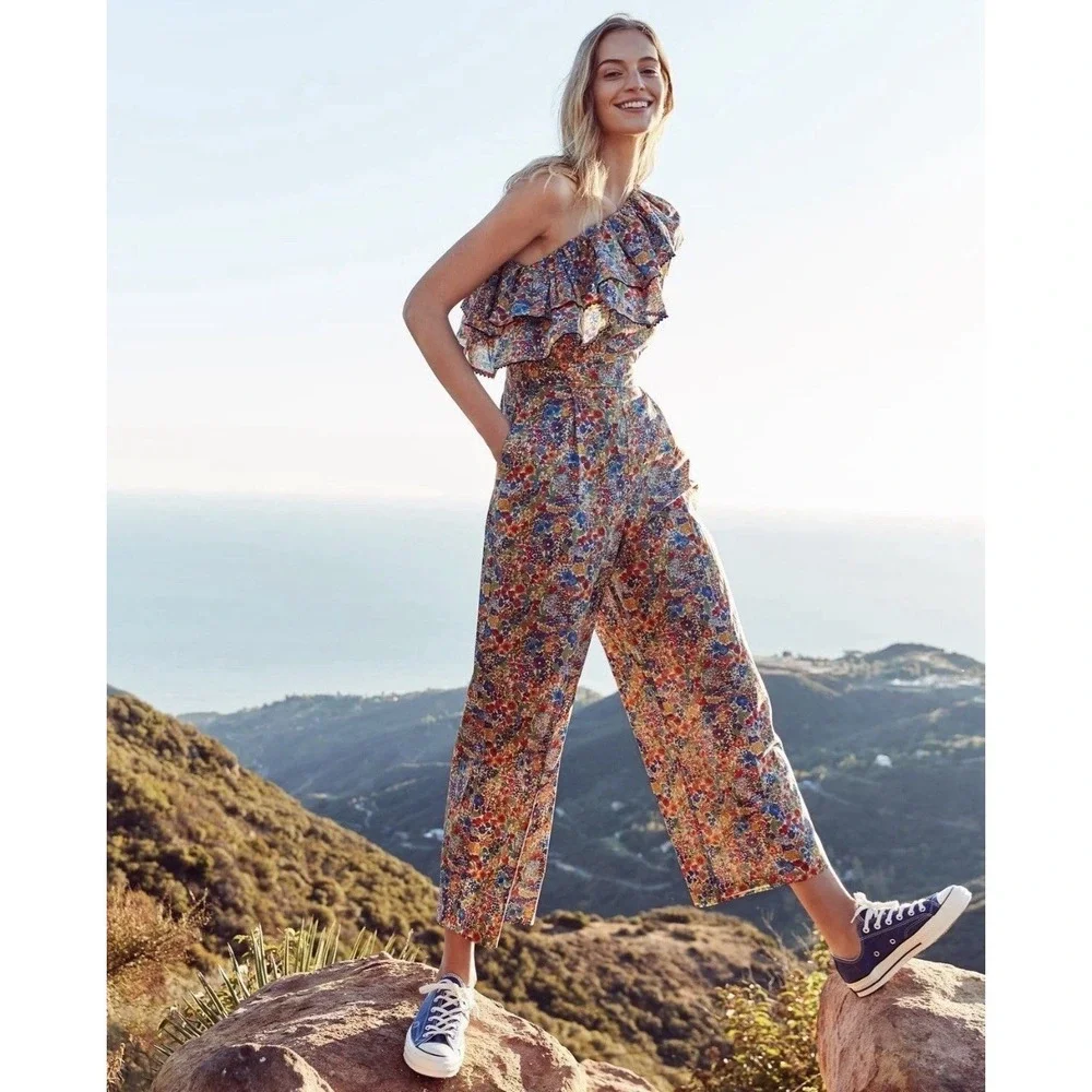 J. Crew Sz 10 Liberty Fabric One-Shoulder Jumpsuit Margaret Annie Floral NWT